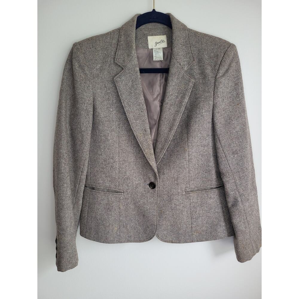 Grand Tier Size 10 Wool-Blend Herringbone Blazer Academia Old Money Charm